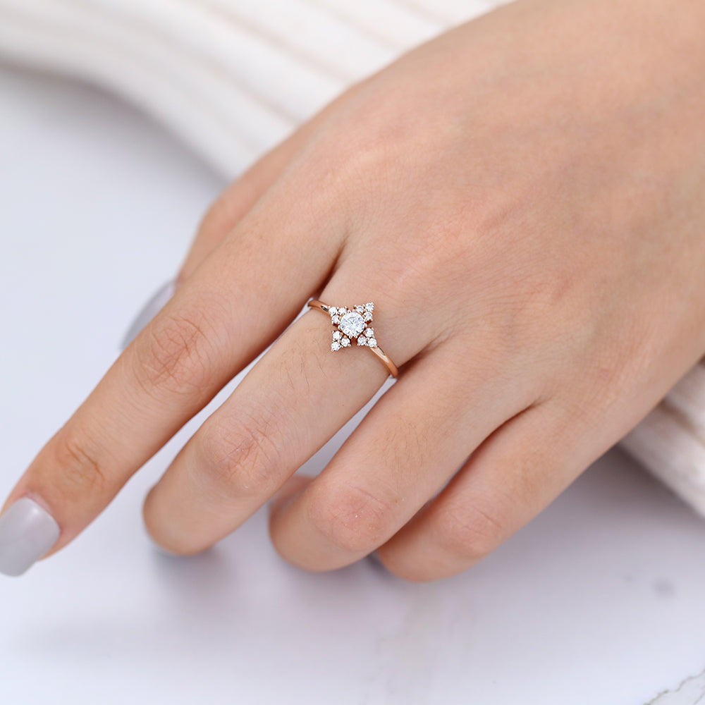0.22 CT Round Cluster Lab-Grown Diamond Engagement Ring