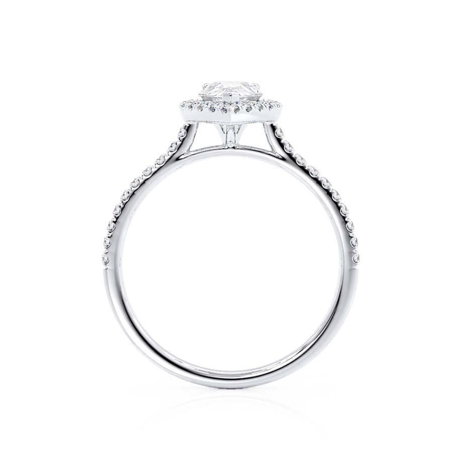 1.92 CT Pear Halo & Pave Lab Grown Diamond Engagement Ring