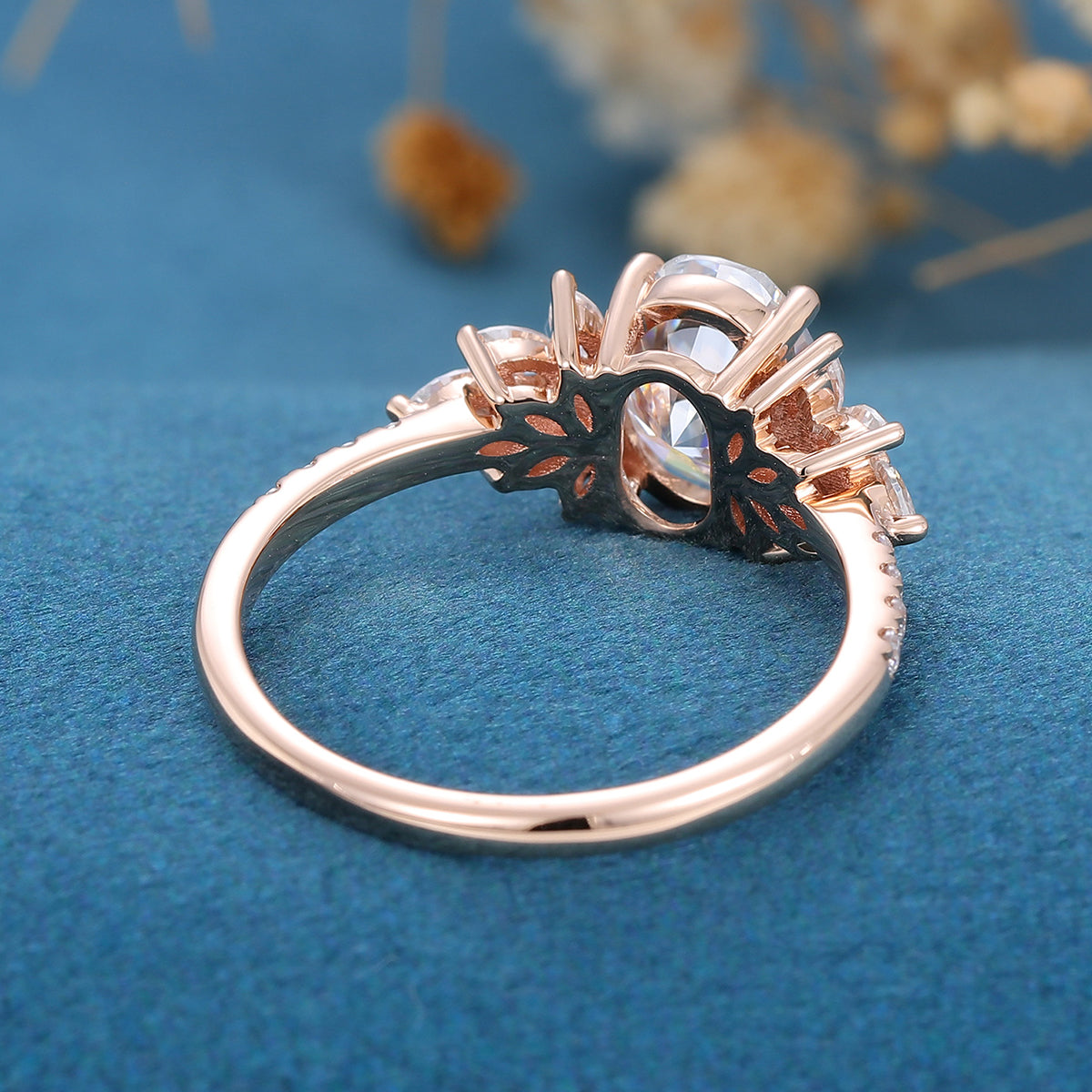 1.33 CT Oval Cluster Lab Grown Diamond Engagement Ring