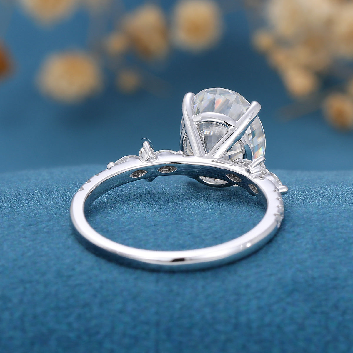 2.72 CT Oval Cluster Lab Grown Diamond Engagement Ring