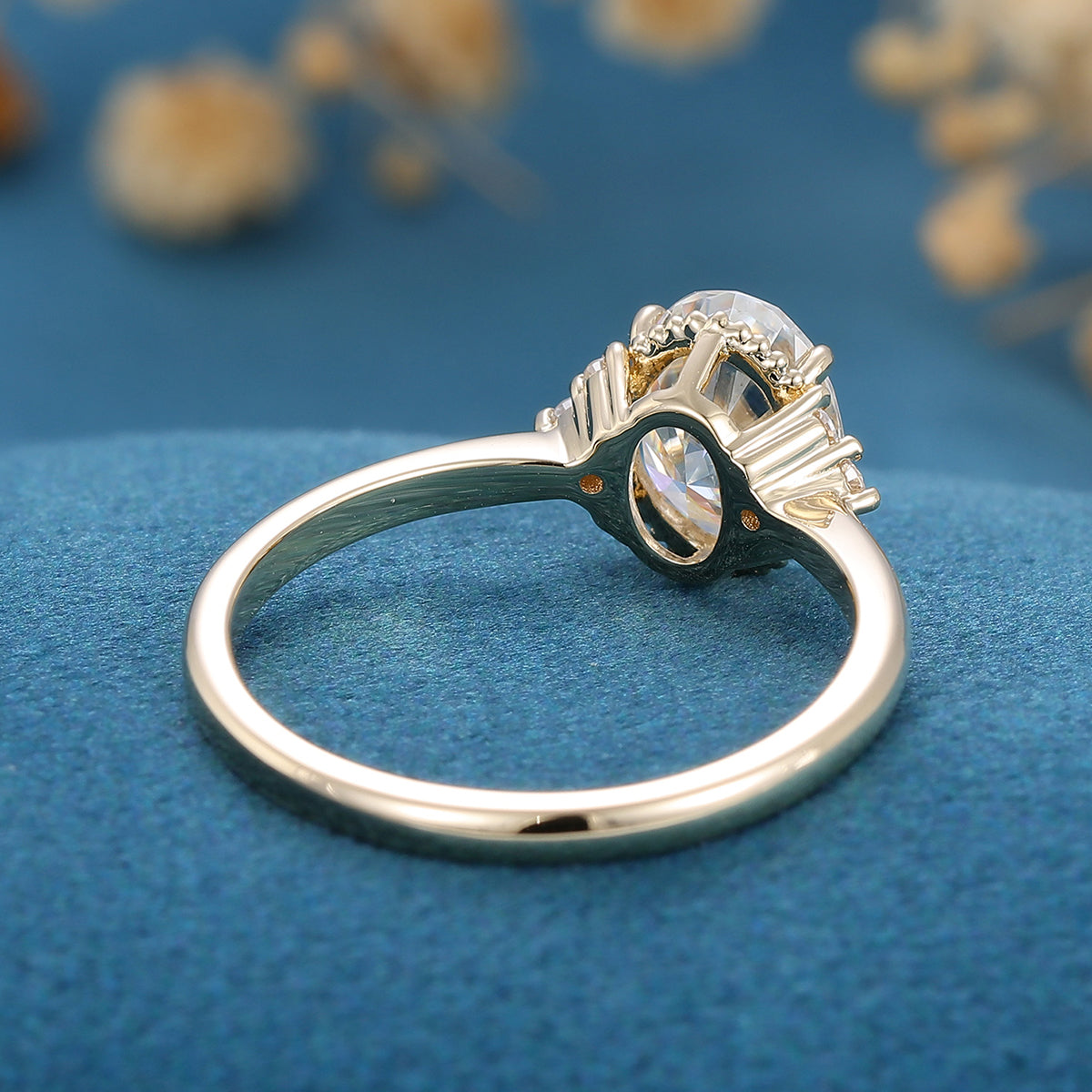 1.33 CT Oval Cluster Lab Grown Diamond Engagement Ring