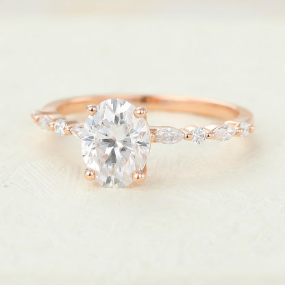1.33 CT Oval Pave Lab-Grown Diamond Engagement Ring