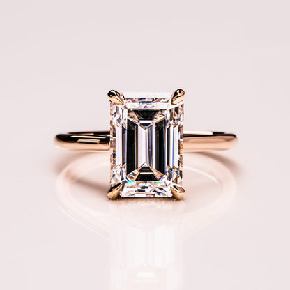 3.24 CT Emerald Hidden Halo Moissanite Engagement Ring