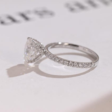 Stunning 1.0 - 2.0 CT Pear Moissanite Engagement Ring with Pave Design 10