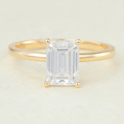 1.6 CT Emerald Solitaire Lab-Grown Diamond Engagement Ring