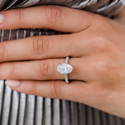 3.4 CT Oval Pave Lab Grown Diamond Engagement Ring
