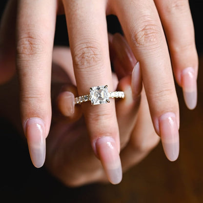 Stunning 1.0 - 2.0 CT Asscher Moissanite Engagement Ring With Pave Design 4