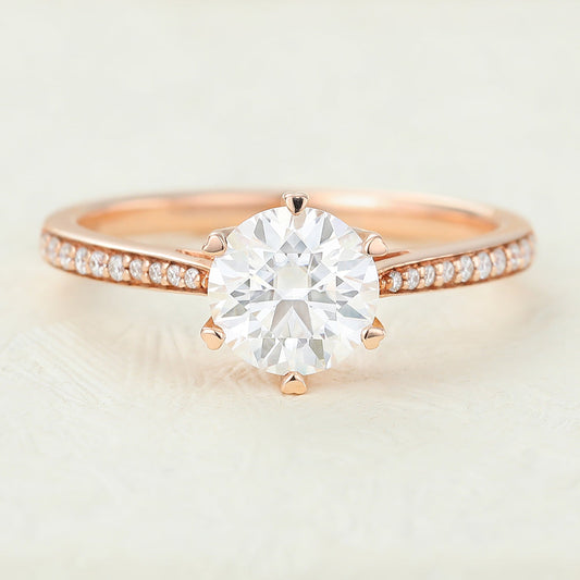 0.68 CT Round Pave Lab-Grown Diamond Engagement Ring