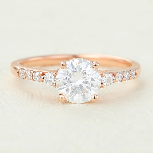 0.88 CT Round Pave Lab-Grown Diamond Engagement Ring
