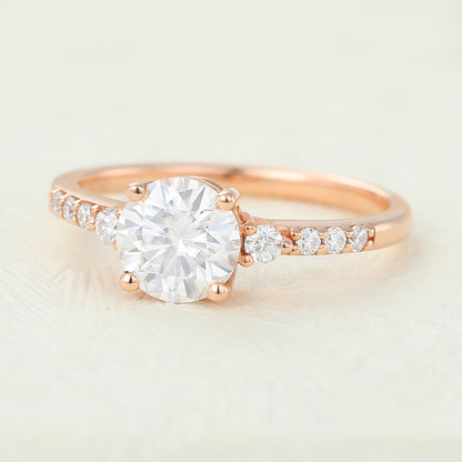 0.88 CT Round Pave Lab-Grown Diamond Engagement Ring