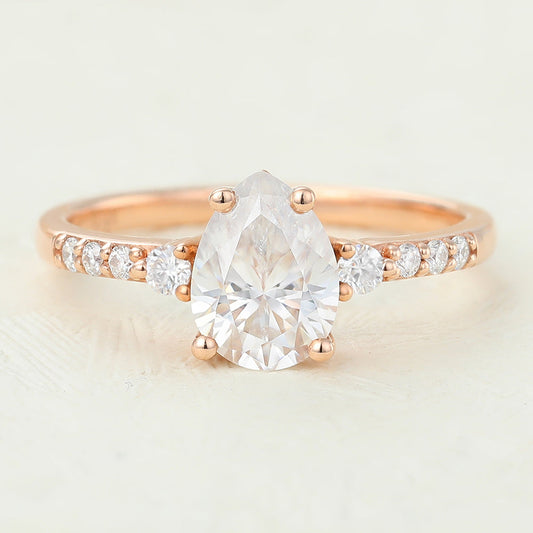 1 CT Pear Pave Lab-Grown Diamond Engagement Ring