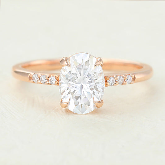 1.33 CT Oval Pave Moissanite Engagement Ring