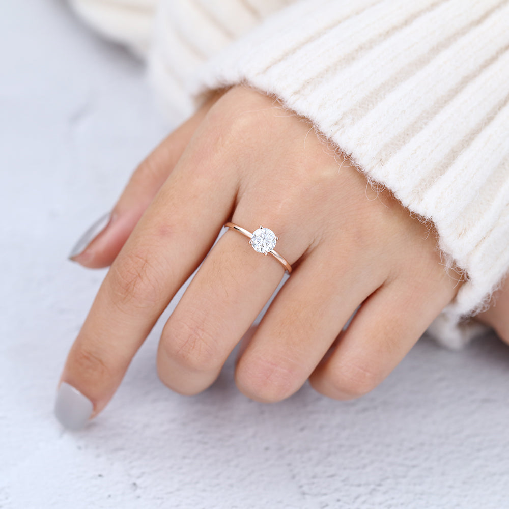 0.68 CT Round Solitaire Lab-Grown Diamond Engagement Ring