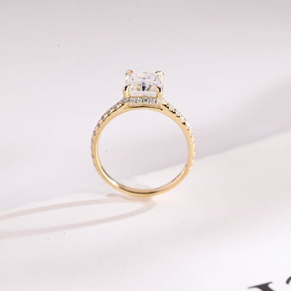 Stunning 1.0 - 2.0 CT Radiant Moissanite Engagement Ring with Pave & Hidden Halo Design 8