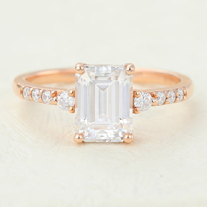 1.6 CT Emerald Pave Lab-Grown Diamond Engagement Ring
