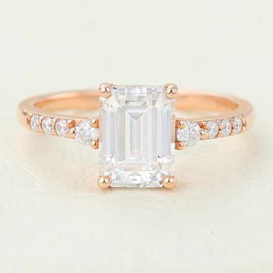 1.6 CT Emerald Pave Lab-Grown Diamond Engagement Ring