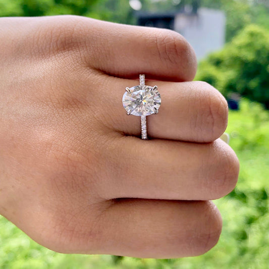 1.91 CT Oval Pave Moissanite Engagement Ring