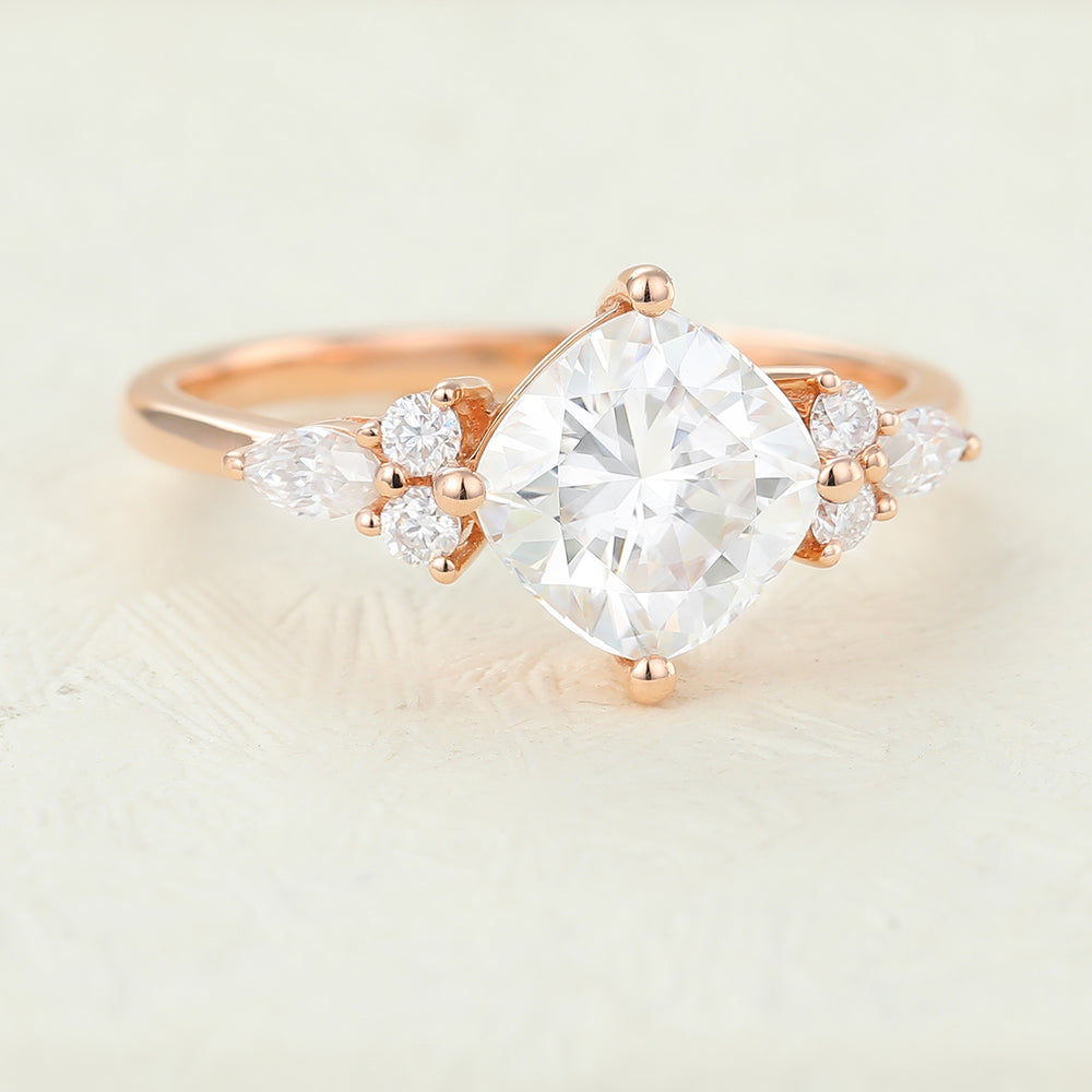 1.44 CT Cushion Cluster Lab-Grown Diamond Engagement Ring