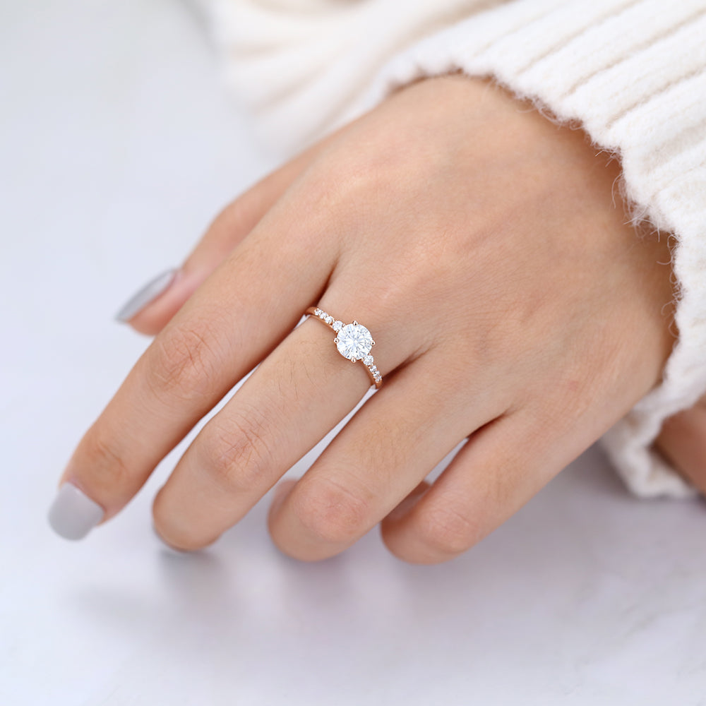 0.88 CT Round Pave Lab-Grown Diamond Engagement Ring