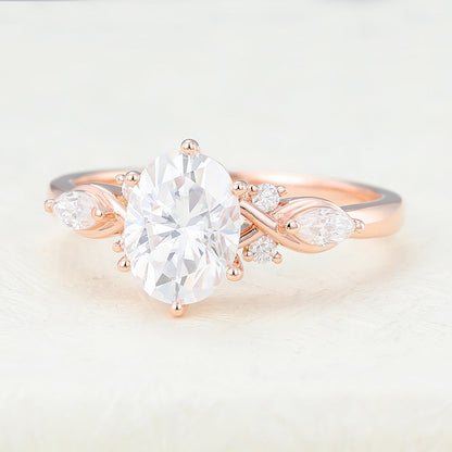 1.33 CT Oval Cluster Moissanite Engagement Ring