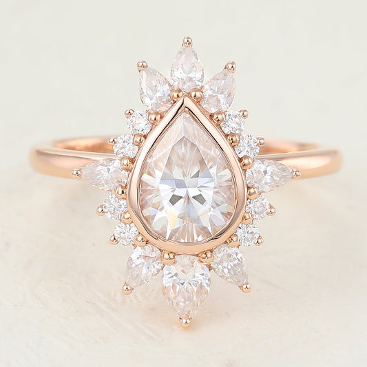 0.57 CT Pear Cluster Lab-Grown Diamond Engagement Ring