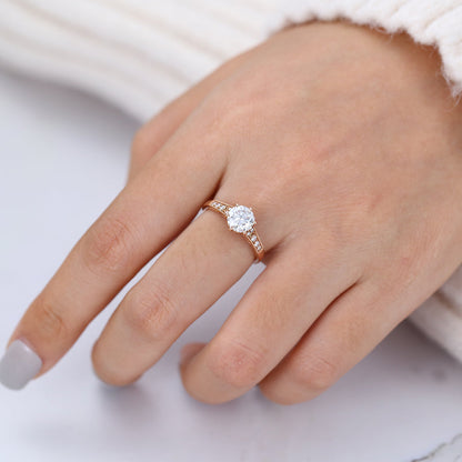 0.88 CT Round Pave Lab-Grown Diamond Engagement Ring