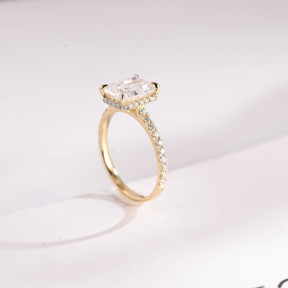 Stunning 1.0 - 2.0 CT Radiant Moissanite Engagement Ring with Pave & Hidden Halo Design 7