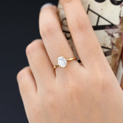 1.33 CT Oval Solitaire Moissanite Engagement Ring