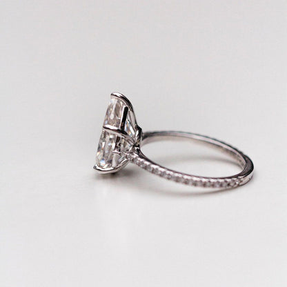 4.1 CT Pear Pave Lab Grown Diamond Engagement Ring