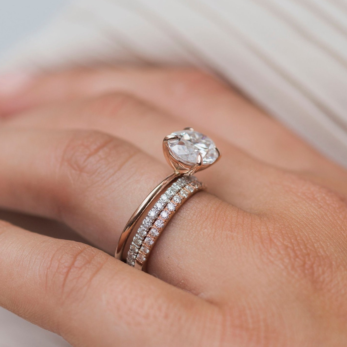 3.5 CT East West Oval Solitaire Lab Grown Diamond Engagement Ring