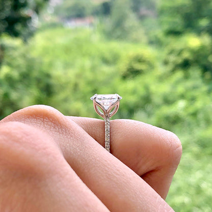 1.91 CT Oval Pave Moissanite Engagement Ring