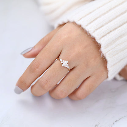 0.47 CT Marquise Cluster Lab-Grown Diamond Engagement Ring
