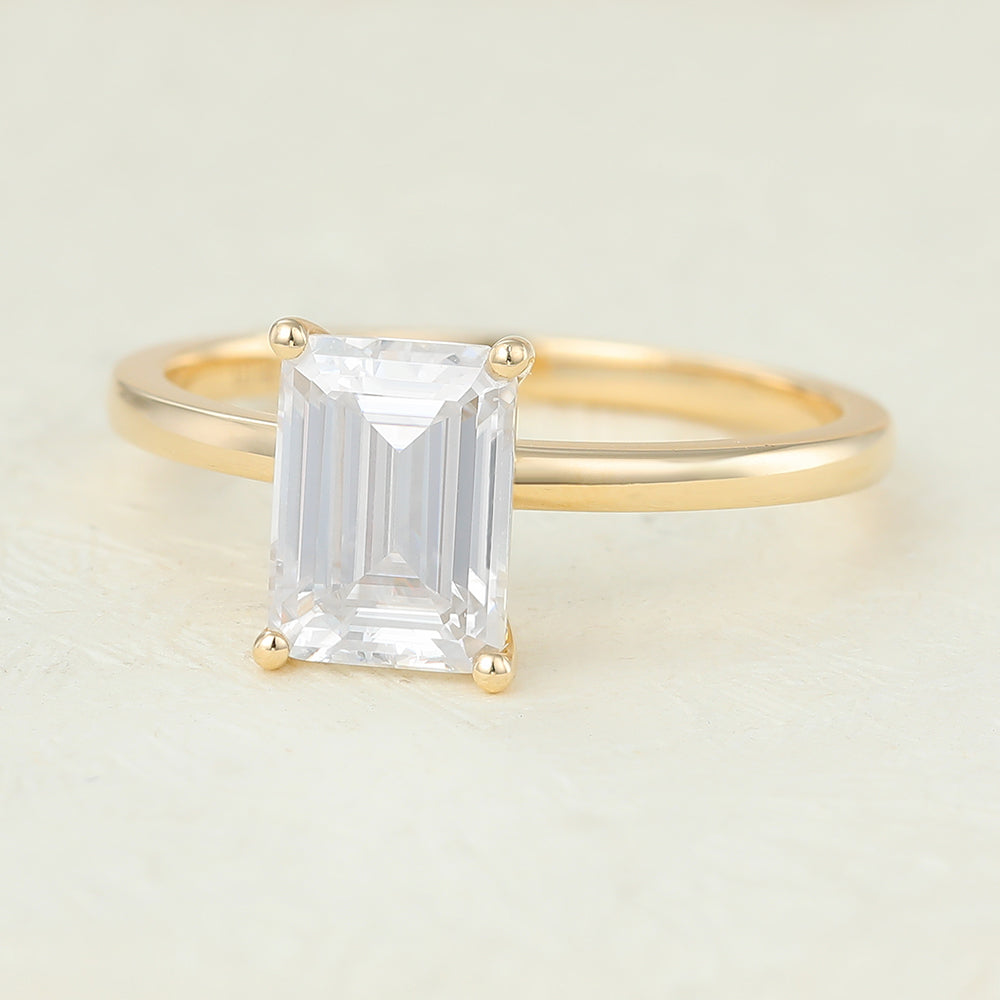 1.6 CT Emerald Solitaire Lab-Grown Diamond Engagement Ring