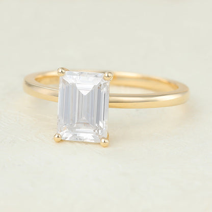 1.6 CT Emerald Solitaire Lab-Grown Diamond Engagement Ring