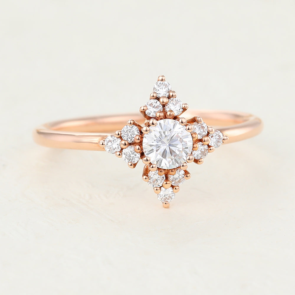 0.22 CT Round Cluster Moissanite Engagement Ring