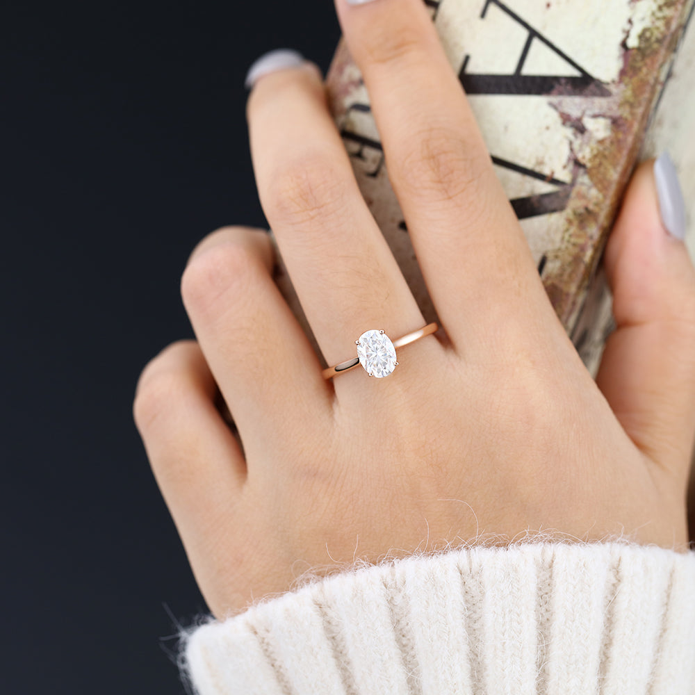 1.33 CT Oval Solitaire Moissanite Engagement Ring