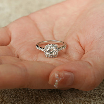 Stunning 1.0 - 2.0 CT Cushion Moissanite Engagement Ring With Halo Design 9