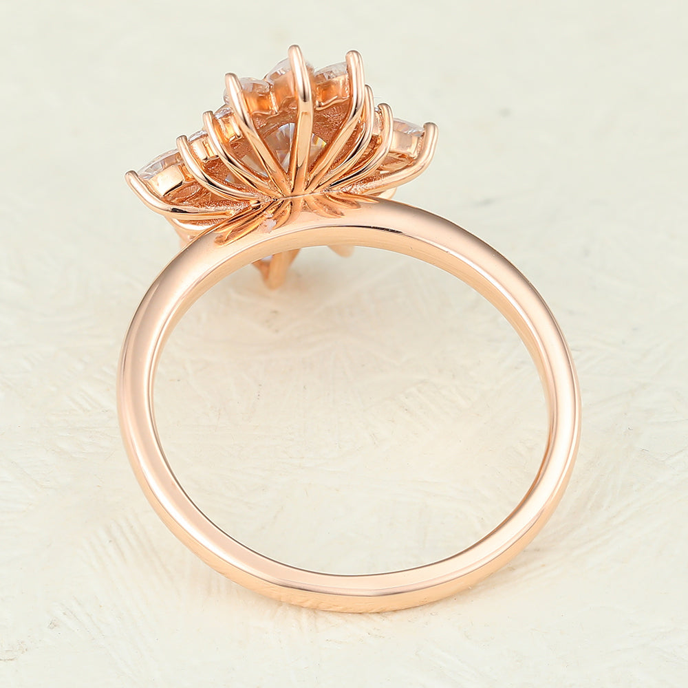 0.57 CT Pear Cluster Lab-Grown Diamond Engagement Ring