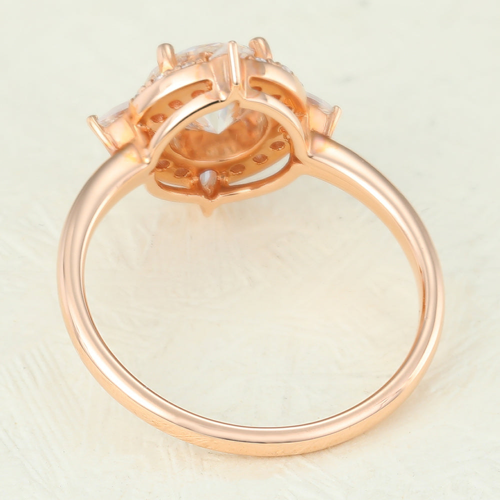 0.88 CT Round Cluster Lab-Grown Diamond Engagement Ring