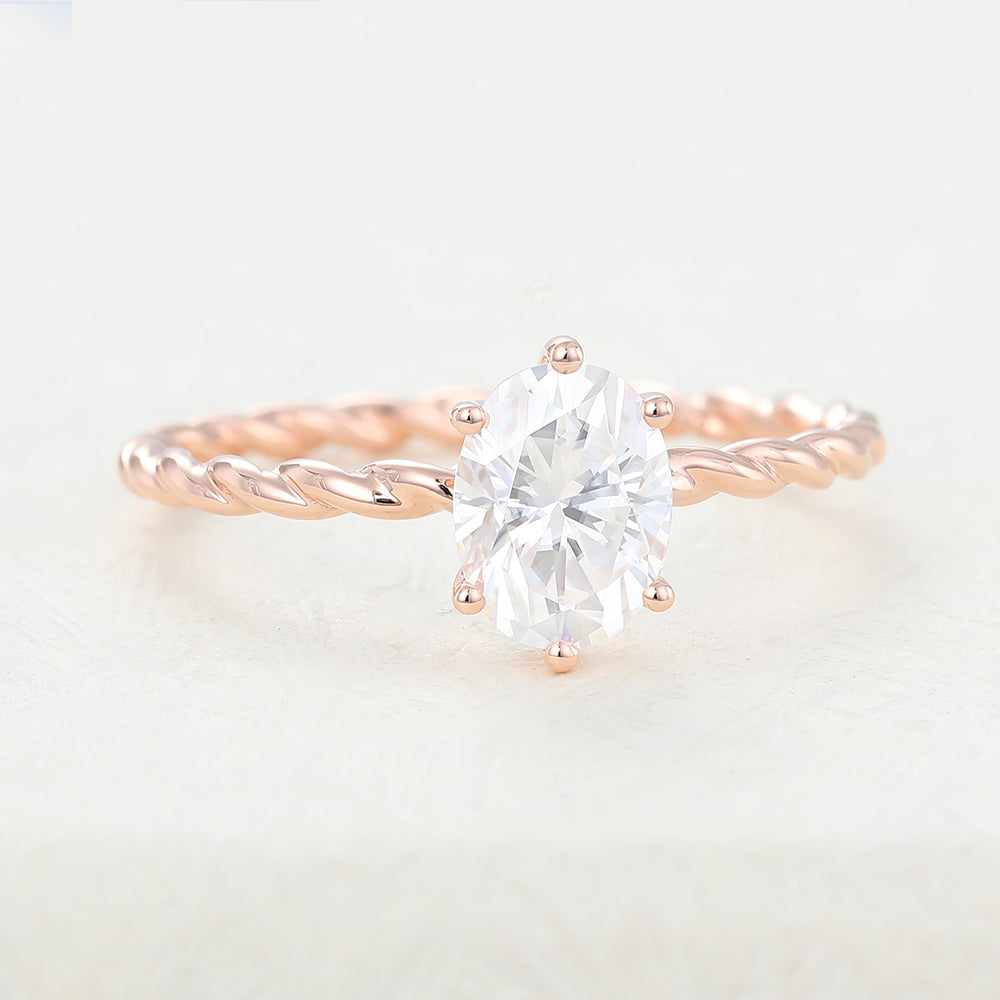 1.33 CT Oval Solitaire Twisted Shank Lab-Grown Diamond Engagement Ring