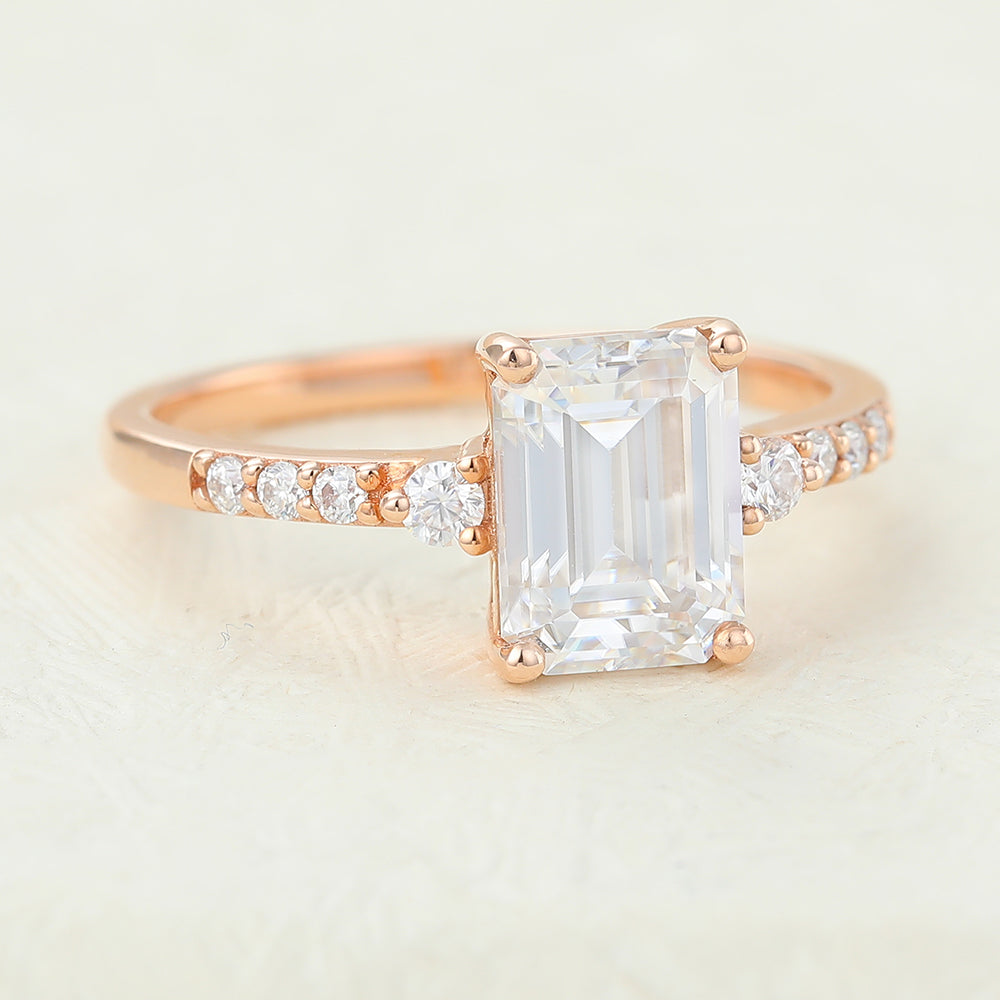 1.6 CT Emerald Pave Lab-Grown Diamond Engagement Ring