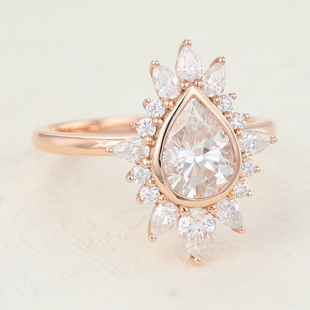 0.57 CT Pear Cluster Lab-Grown Diamond Engagement Ring