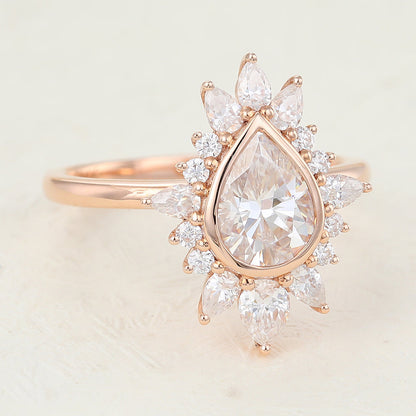 0.57 CT Pear Cluster Lab-Grown Diamond Engagement Ring