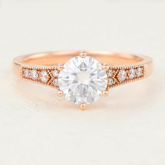 0.88 CT Round Pave Lab-Grown Diamond Engagement Ring