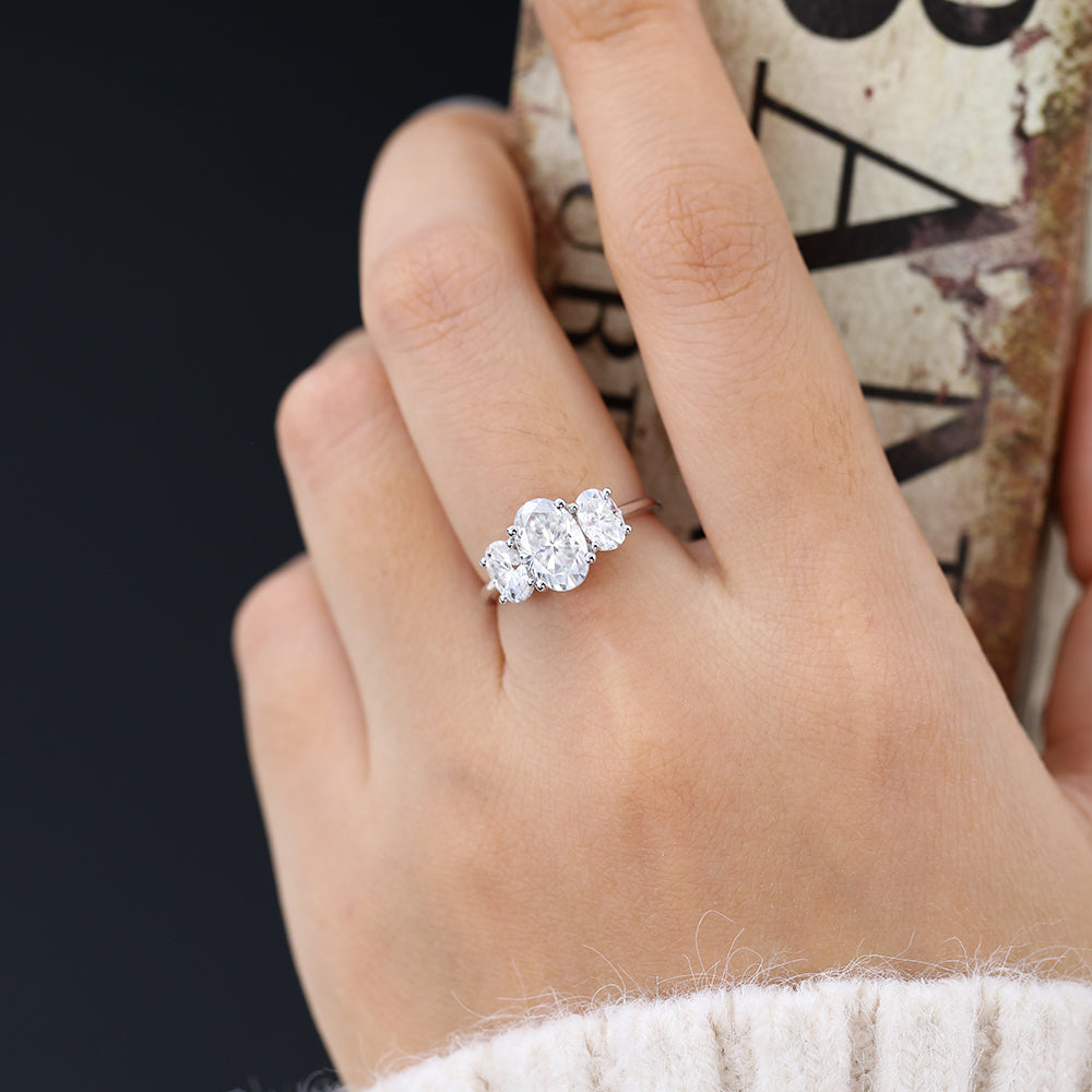 1.91 CT Oval Three Stone Lab-Grown Diamond Engagement Ring