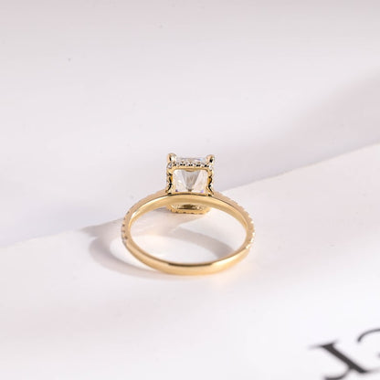 Stunning 1.0 - 2.0 CT Radiant Moissanite Engagement Ring with Pave & Hidden Halo Design 3