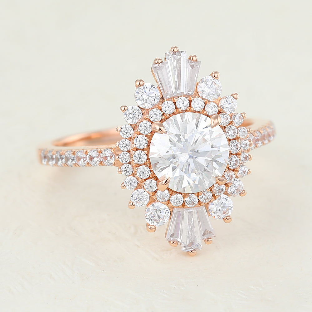0.88 CT Round Cluster Lab-Grown Diamond Engagement Ring