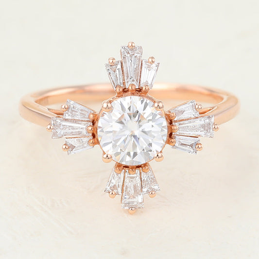 0.68 CT Round Vintage Cluster Lab-Grown Diamond Engagement Ring