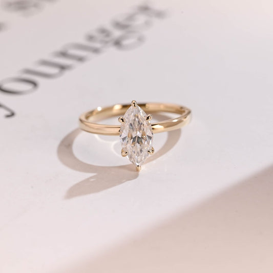 Stunning 1.0 - 2.0 CT Marquise Moissanite Engagement Ring with Solitaire Design 1