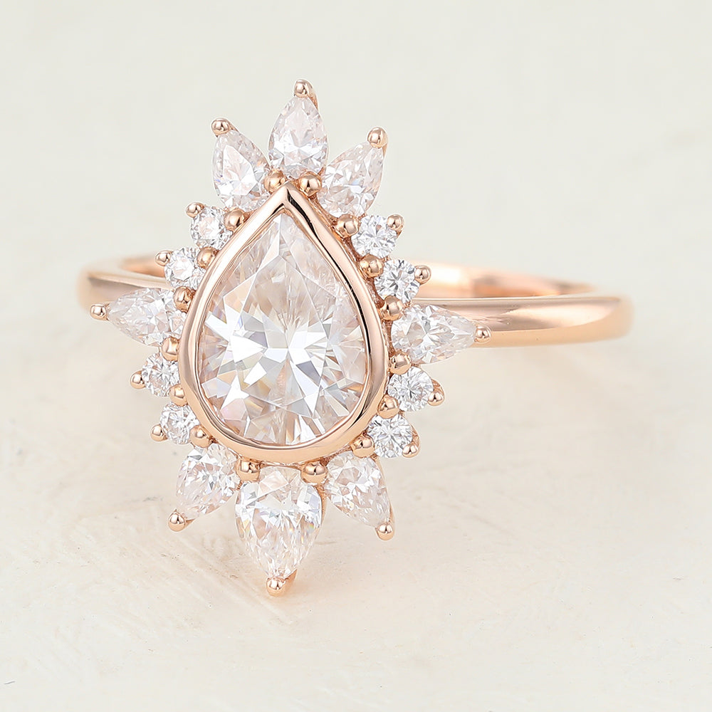 0.57 CT Pear Cluster Lab-Grown Diamond Engagement Ring